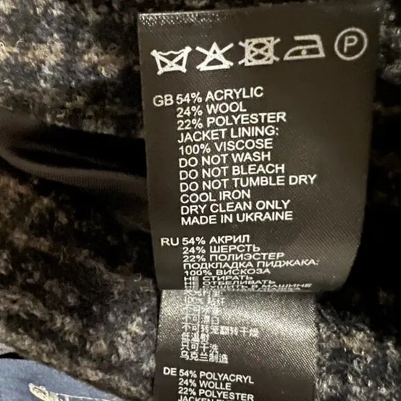 Reiss Charcoal Check Blazer 38 Focus - Picture 6 of 9